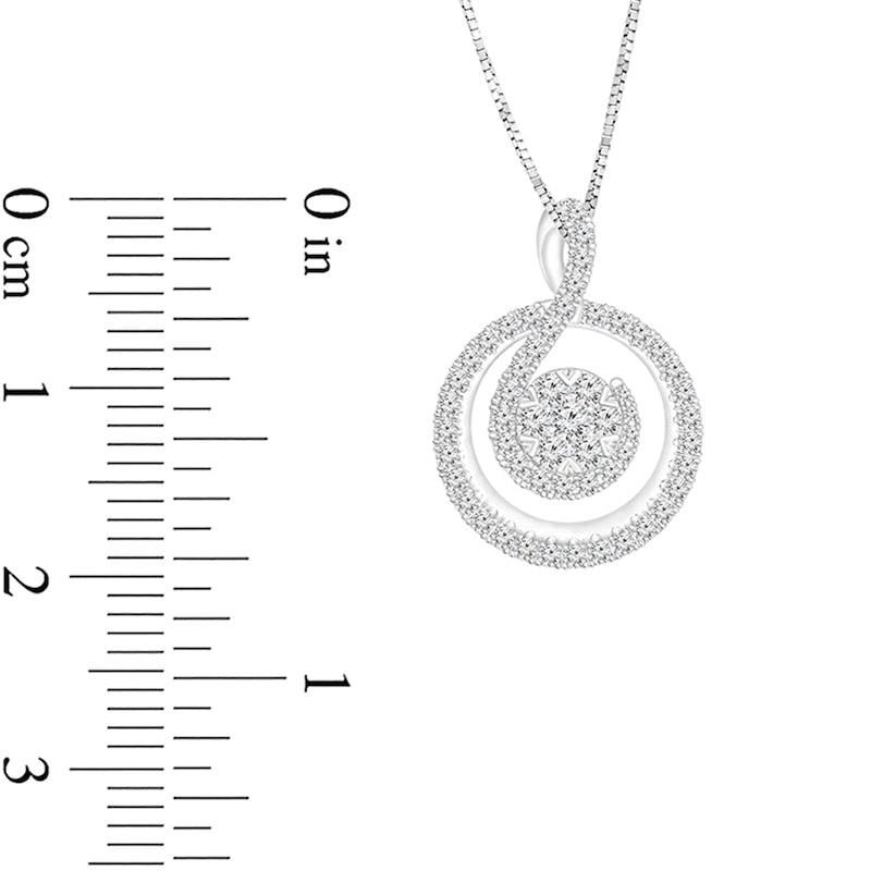 0.5 CT. T.W. Composite Natural Diamond Curl in Circle Pendant in 10K White Gold