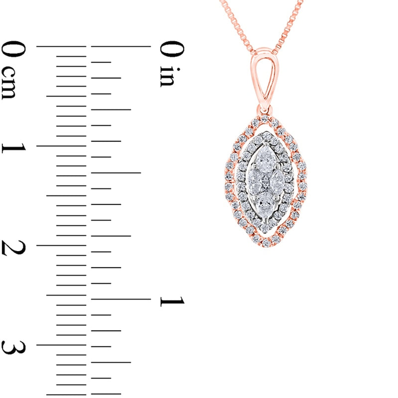 0.33 CT. T.W. Composite Marquise Natural Diamond Double Scallop Frame Pendant in 10K Two-Tone Gold