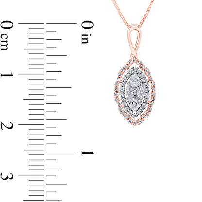 0.33 CT. T.W. Composite Marquise Natural Diamond Double Scallop Frame Pendant in 10K Two-Tone Gold