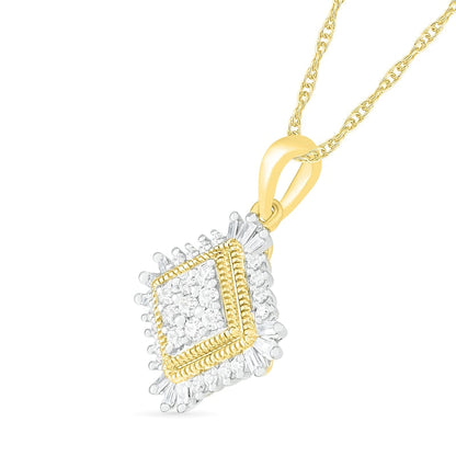 0.25 CT. T.W. Composite Natural Diamond Tilted Frame Pendant in 10K Yellow Gold