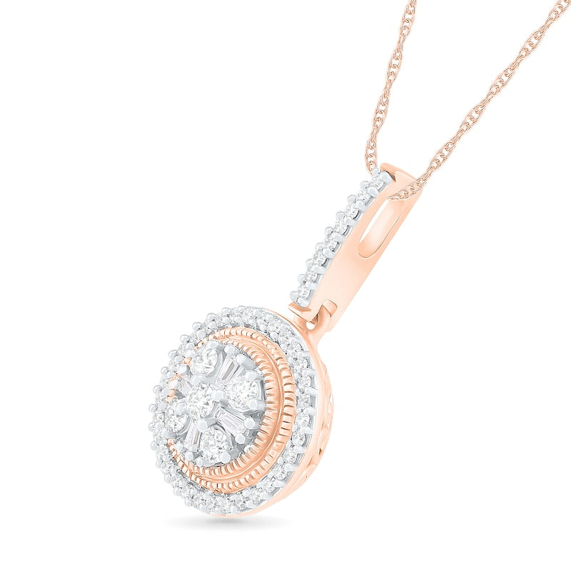 0.33 CT. T.W. Composite Natural Diamond Frame Drop Pendant in 10K Rose Gold