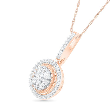 0.33 CT. T.W. Composite Natural Diamond Frame Drop Pendant in 10K Rose Gold