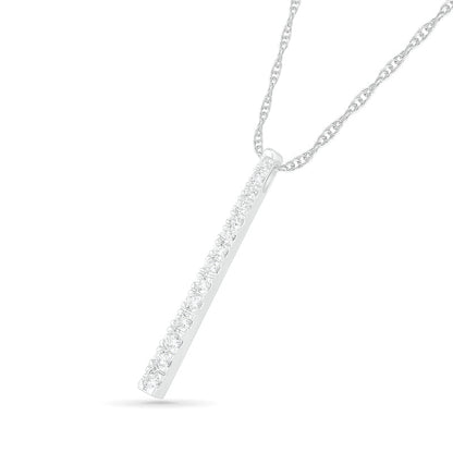 1 CT. T.W. Natural Diamond Linear Bar Pendant in 10K White Gold