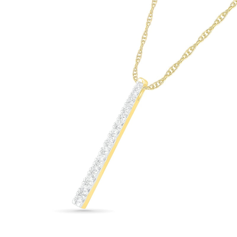 1 CT. T.W. Natural Diamond Linear Bar Pendant in 10K Yellow Gold
