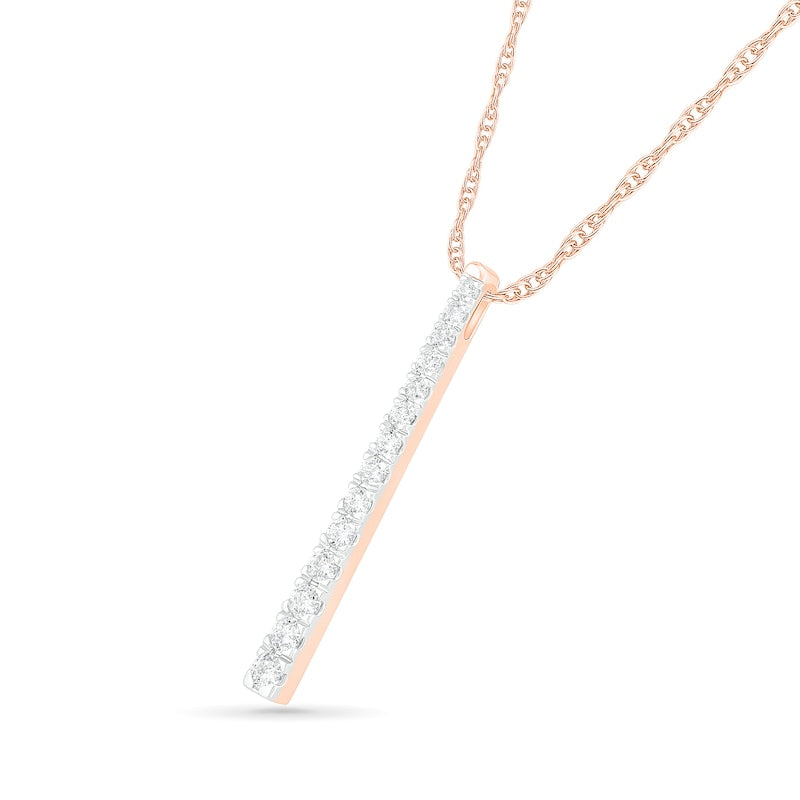 1 CT. T.W. Natural Diamond Linear Bar Pendant in 10K Rose Gold