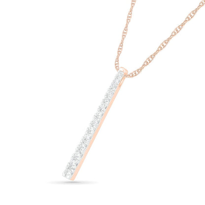 1 CT. T.W. Natural Diamond Linear Bar Pendant in 10K Rose Gold