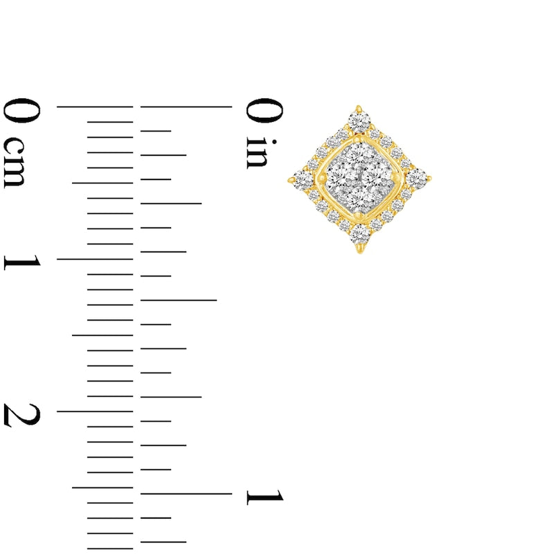 0.5 CT. T.W. Composite Diamond Square Stud Earrings in 14K Gold