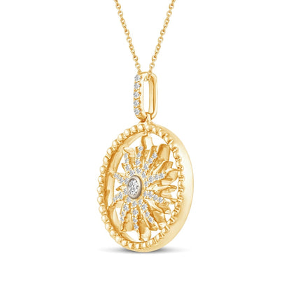 0.33 CT. T.W. Natural Diamond Sun Pendant in 14K Gold