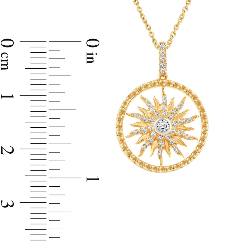 0.33 CT. T.W. Natural Diamond Sun Pendant in 14K Gold