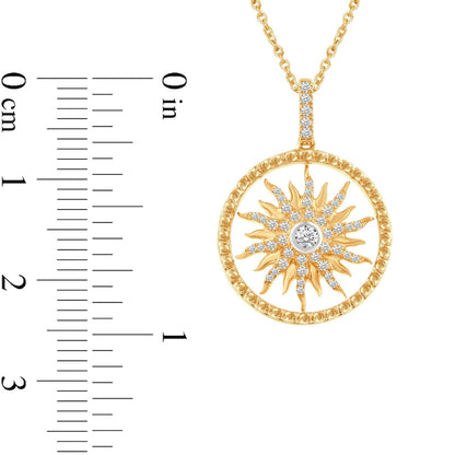 0.33 CT. T.W. Natural Diamond Sun Pendant in 14K Gold