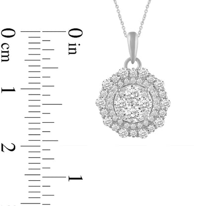 0.75 CT. T.W. Composite Natural Diamond Sun Frame Pendant in 14K White Gold