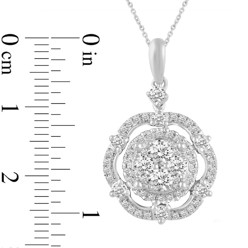 0.5 CT. T.W. Composite Natural Diamond Scallop Frame Pendant in 14K White Gold
