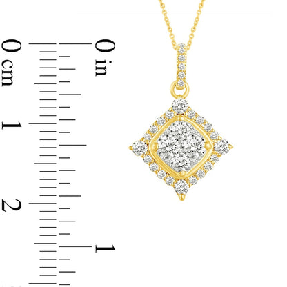 0.75 CT. T.W. Composite Natural Diamond Tilted Square Frame Pendant in 14K Gold