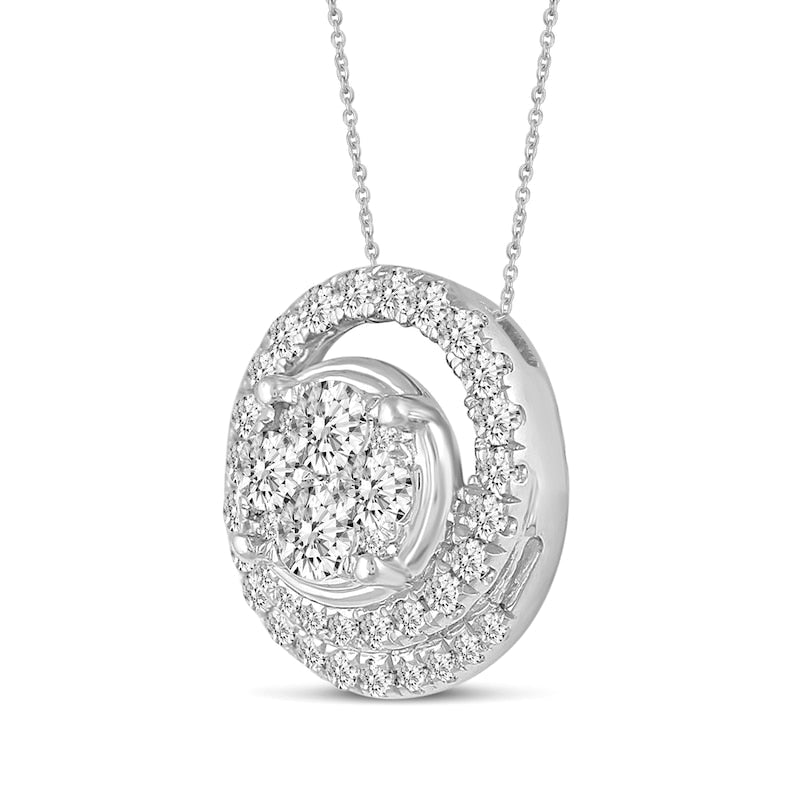 0.5 CT. T.W. Composite Natural Diamond Open Circle Pendant in 14K White Gold