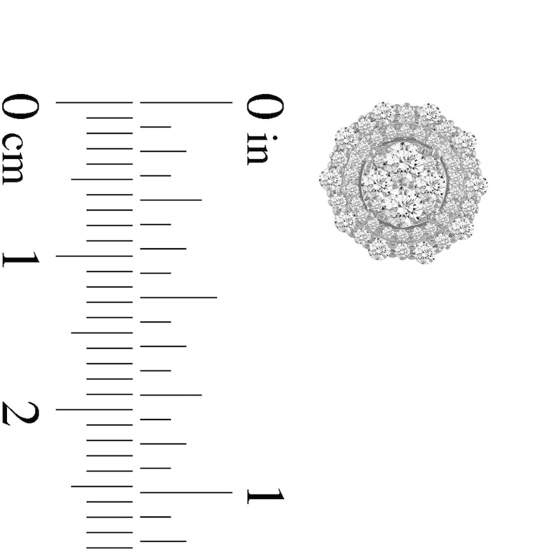 1 CT. T.W. Composite Diamond Sun Frame Stud Earrings in 14K White Gold