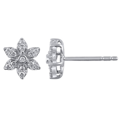 0.25 CT. T.W. Diamond Flower Stud Earrings in 10K White Gold