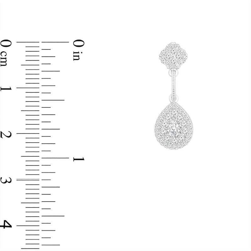 1 CT. T.W. Pear-Shaped Diamond Double Frame Drop Earrings in 14K White Gold