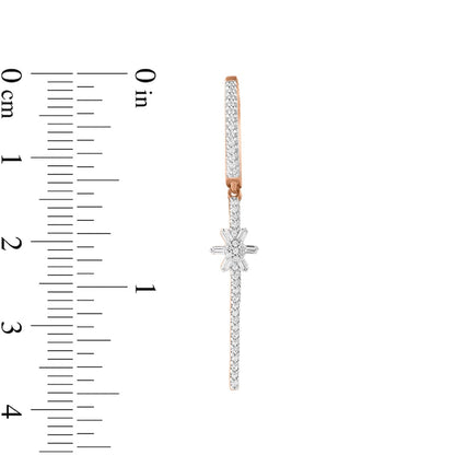 0.33 CT. T.W. Diamond Flower Stick Drop Earrings in 10K Rose Gold