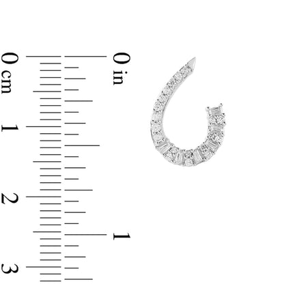 0.5 CT. T.W. Diamond Front Facing J-Hoop Earrings in 10K White Gold