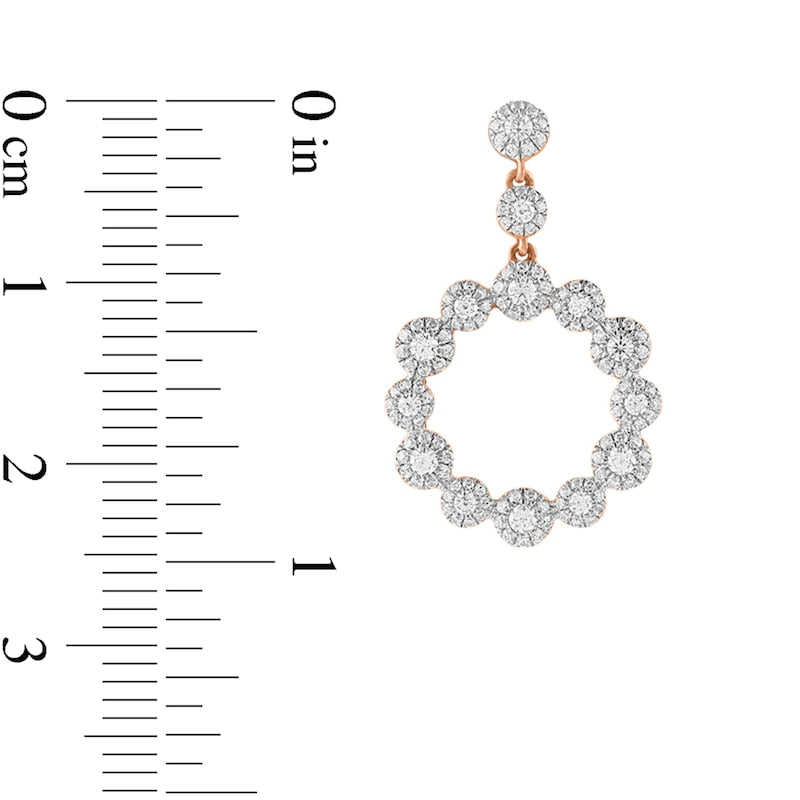1 CT. T.W. Diamond Frame Open Circle Drop Earrings in 10K Rose Gold