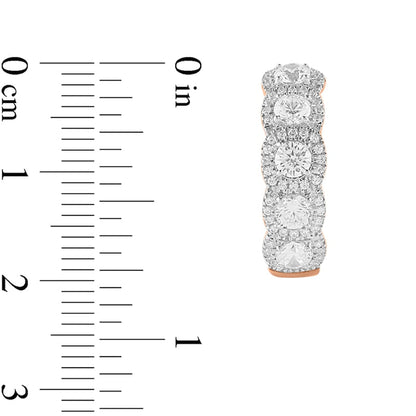 2 CT. T.W. Diamond Frame Five Stone Hoop Earrings in 10K Rose Gold