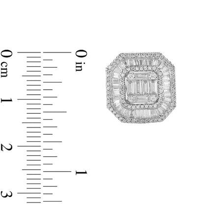 2 CT. T.W. Composite Diamond Octagonal Frame Stud Earrings in 10K White Gold