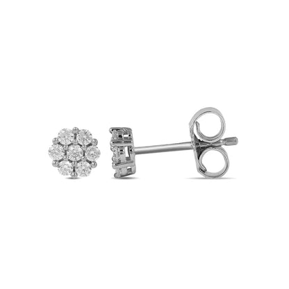 0.2 CT. T.W. Composite Diamond Flower Stud Earrings in 10K White Gold