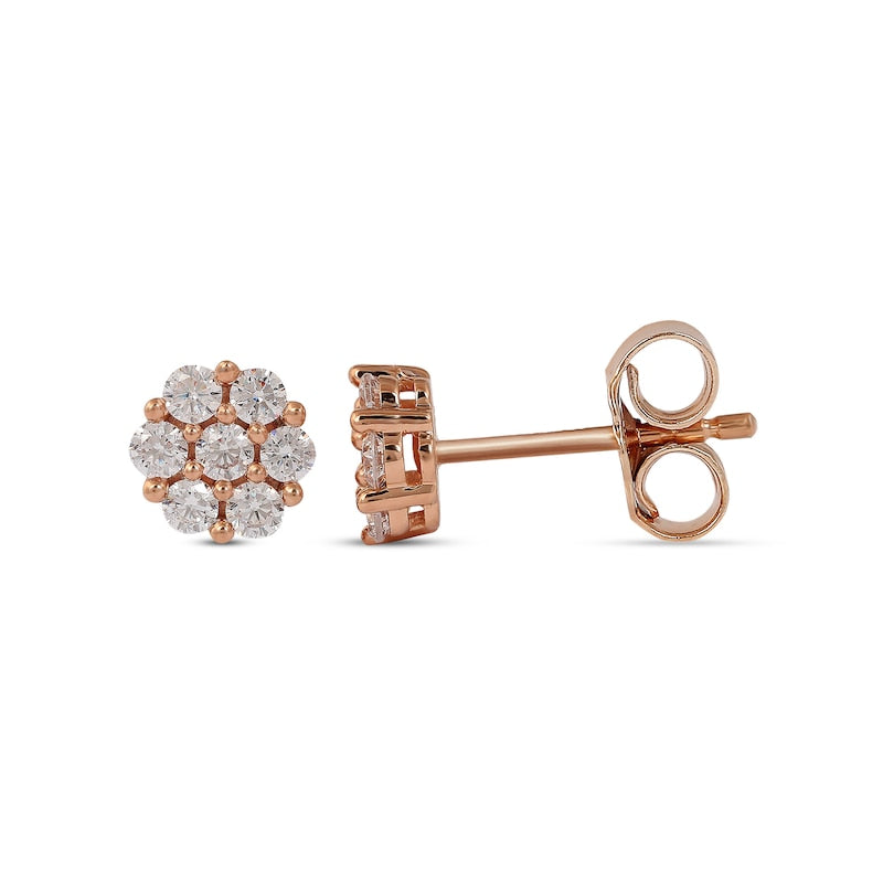 0.25 CT. T.W. Composite Diamond Flower Stud Earrings in 10K Rose Gold