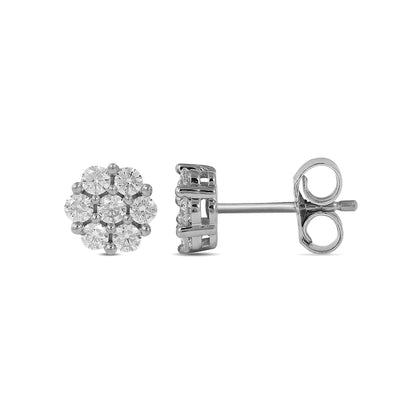 0.33 CT. T.W. Composite Diamond Flower Stud Earrings in 10K White Gold