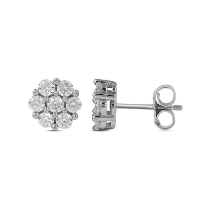 0.75 CT. T.W. Composite Diamond Flower Stud Earrings in 10K White Gold