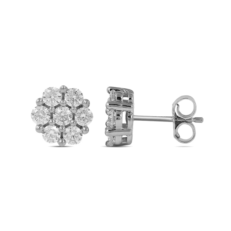 1 CT. T.W. Composite Diamond Flower Stud Earrings in 10K White Gold