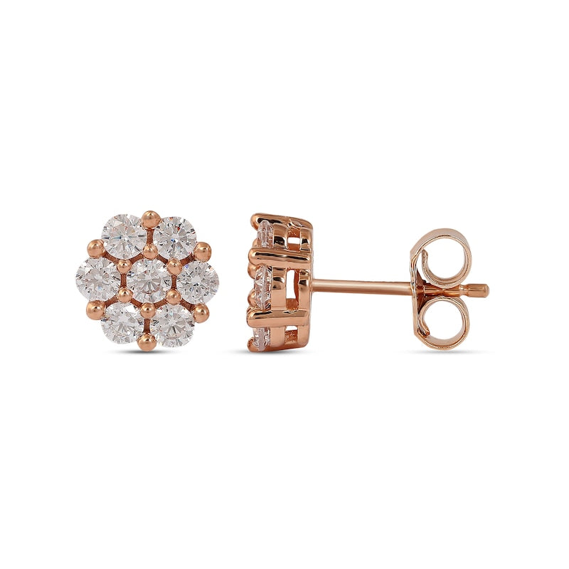 0.75 CT. T.W. Composite Diamond Flower Stud Earrings in 10K Rose Gold