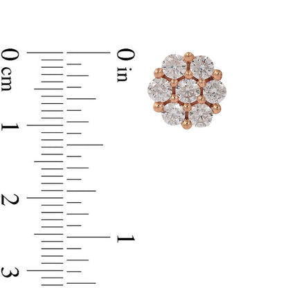 1 CT. T.W. Composite Diamond Flower Stud Earrings in 10K Rose Gold
