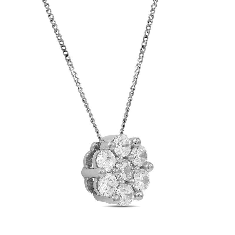 1 CT. T.W. Composite Natural Diamond Flower Pendant in 10K White Gold