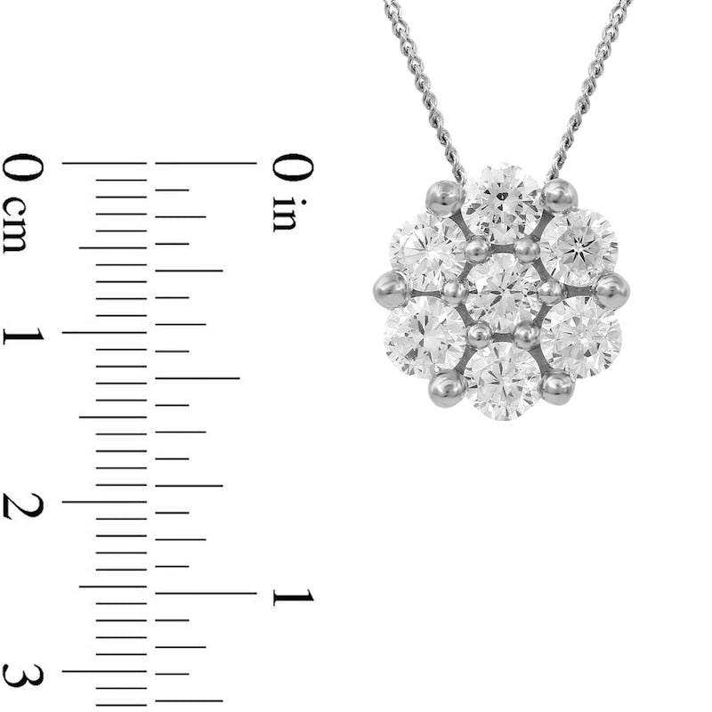 1 CT. T.W. Composite Natural Diamond Flower Pendant in 10K White Gold