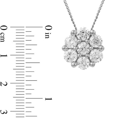 1 CT. T.W. Composite Natural Diamond Flower Pendant in 10K White Gold