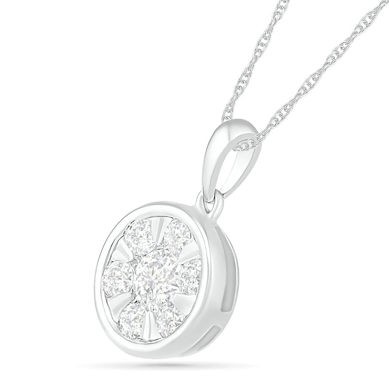 0.5 CT. T.W. Composite Natural Diamond Circle Pendant in 10K White Gold
