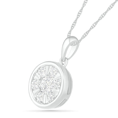 0.5 CT. T.W. Composite Natural Diamond Circle Pendant in 10K White Gold