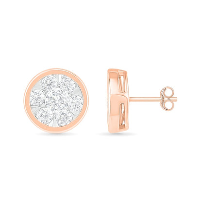 1 CT. T.W. Composite Diamond Circle Stud Earrings in 10K Rose Gold