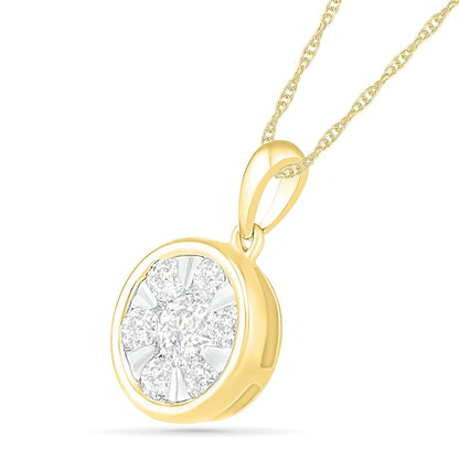 0.5 CT. T.W. Composite Natural Diamond Circle Pendant in 10K Yellow Gold