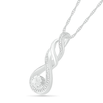 Natural Diamond Accent Cascading Flame Pendant in Sterling Silver