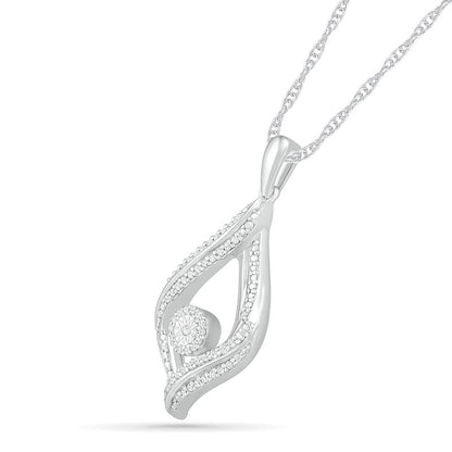 0.17 CT. T.W. Natural Diamond Open Flame Pendant in Sterling Silver