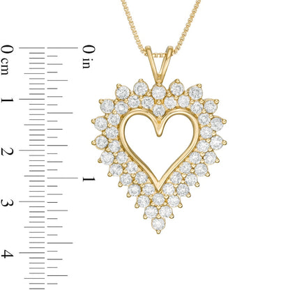 3 CT. T.W. Natural Diamond Sunburst Frame Heart Pendant in Sterling Silver with 14K Gold Plate