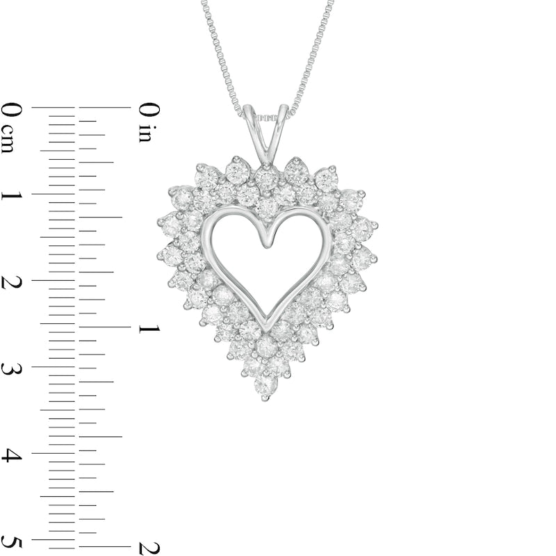 3 CT. T.W. Natural Diamond Sunburst Frame Heart Pendant in Sterling Silver