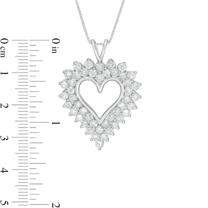 3 CT. T.W. Natural Diamond Sunburst Frame Heart Pendant in Sterling Silver