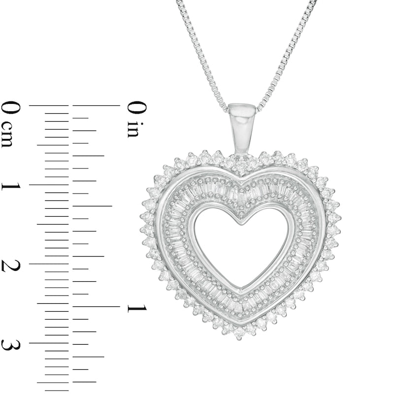 1 CT. T.W. Natural Diamond Shadow Heart Pendant in Sterling Silver