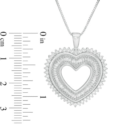 1 CT. T.W. Natural Diamond Shadow Heart Pendant in Sterling Silver