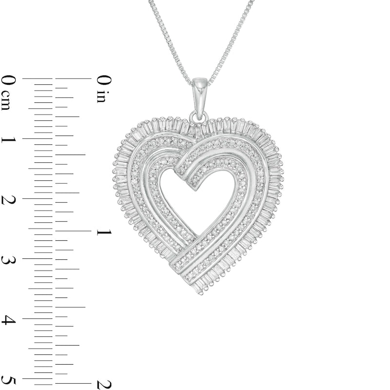 1.25 CT. T.W. Natural Diamond Layered Ribbon Heart Pendant in Sterling Silver