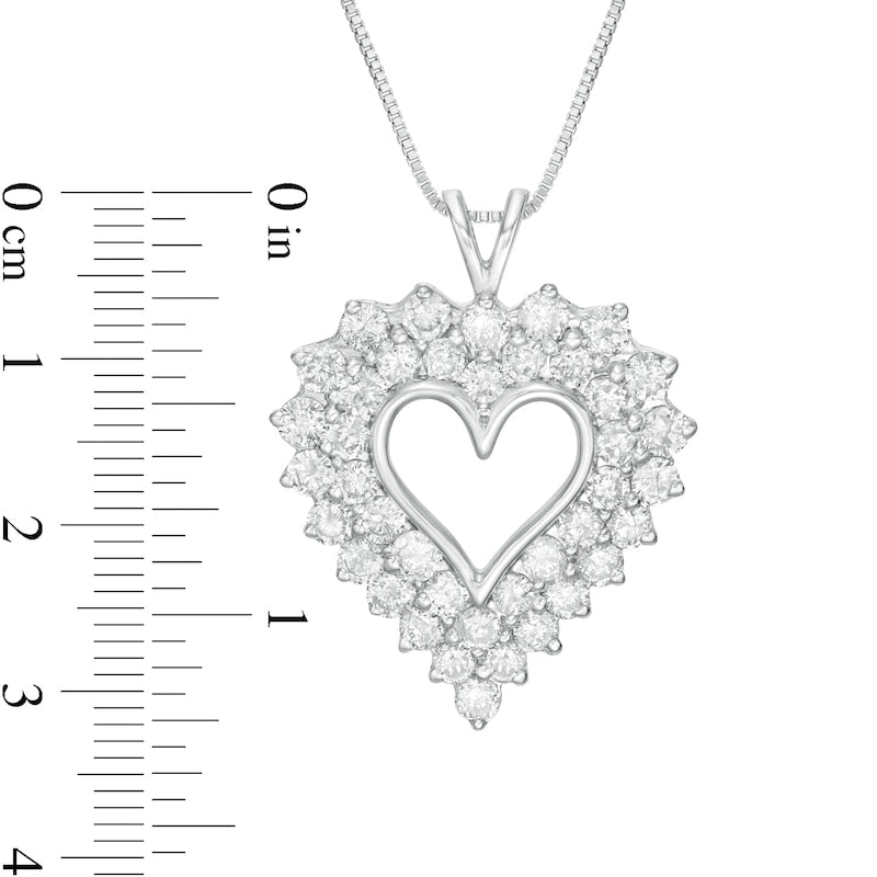 4 CT. T.W. Natural Diamond Shadow Frame Heart Pendant in Sterling Silver