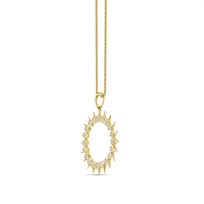 0.33 CT. T.W. Natural Diamond Spikes Open Circle Pendant in 10K Yellow Gold